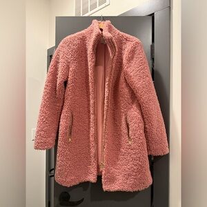 Loft M pink boucle winter coat